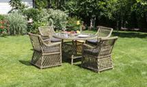 Обеденная группа 4SIS "Доппио" обеденная группа плетеная, цвет соломенный арт. DOPC4T-5-SET