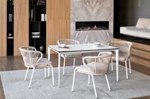 Обеденная группа 4SIS "Малага" обеденная группа на 4 персоны со стульями "Милан", каркас белый, роуп бежевый арт. MAL-CMIL4T1-5-SET beige