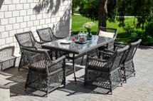Обеденная группа 4SIS "Латте" обеденная группа плетеная, цвет графит арт. LC6T-7-SET graphite