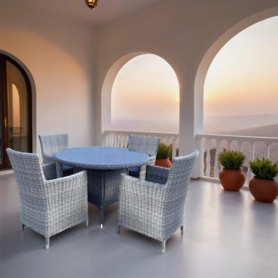 Обеденная группа Афина Комплект плетеной мебели AM-395C/T395 Grey (4+1) арт. AM-395C/T395 Grey 4Pcs