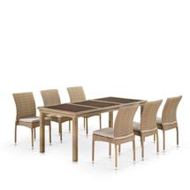 Обеденная группа Афина Комплект плетеной мебели T365/Y380B-W65 Light Brown (6+1) арт. T365/Y380B-W65 6PCS Light Brown