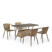 Обеденная группа Афина Комплект мебели из иск. ротанга T198D/Y137B-W56 Light Brown (4+1) арт. T198D/Y137B-W56 Light Brown 4Pcs