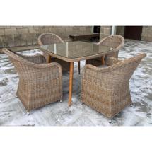 Обеденная группа Афина Комплект мебели T368/Y490 Beige (4+1) арт. T368/Y490 Beige 4Pcs