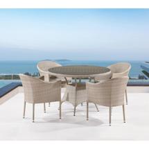 Обеденная группа Афина Комплект плетеной мебели T190A/Y350A-W85-D96 Latte 4Pcs арт. T190A/Y350A-W85-D96 Latte 4Pcs