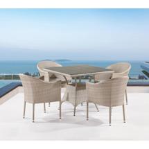 Обеденная группа Афина Комплект плетеной мебели T190B/Y350A-W85-90x90 Latte 4Pcs арт. T190B/Y350A-W85-90x90 Latte 4Pcs