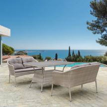 Обеденная группа Афина Комплект плетеной мебели с диванами T198C/S54C-W85 Latte арт. T198C/S54C-W85 Latte