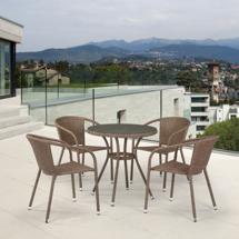 Обеденная группа Афина Комплект плетеной мебели T282ANT/Y137C-W56 Light Brown 4Pcs арт. T282ANT/Y137C-W56 Light Brown 4Pcs