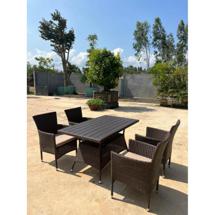 Обеденная группа Афина Комплект мебели из иск. ротанга AM-196B/T196 Brown (4+1) арт. AM-196B/T196 Brown 4Pcs