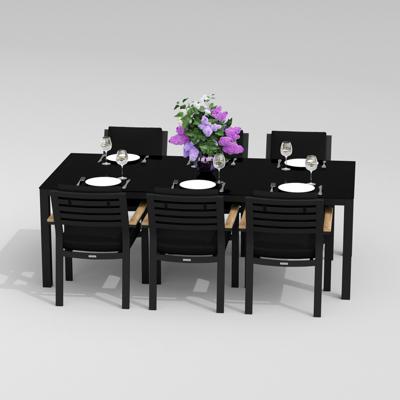 Обеденная группа IDEAL PATIO Обеденная группа CANA  BONTA  каркас карбон / стол стекло 220 / ткань черная арт. CAN.2011622