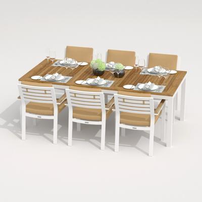 Обеденная группа IDEAL PATIO Обеденная группа TELLA  BONTA каркас белый / стол тик 220 / ткань бежевая арт. TLL.2021222
