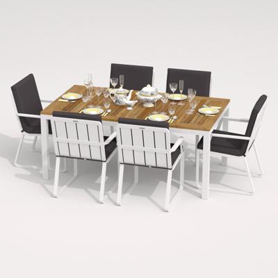 Обеденная группа IDEAL PATIO Обеденная группа TELLA  ALBA  каркас белый / стол тик 180 / ткань антрацит арт. TLL.2022518