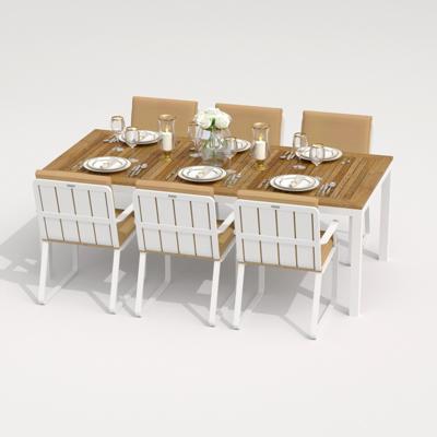 Обеденная группа IDEAL PATIO Обеденная группа TELLA ALBA каркас белый / стол тик 200 / ткань бежевая арт. TLL.2022220