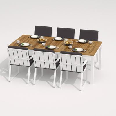 Обеденная группа IDEAL PATIO Обеденная группа TELLA  ALBA  каркас белый / стол тик 220 / ткань антрацит арт. TLL.2022522