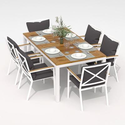 Обеденная группа IDEAL PATIO Обеденная группа  TELLA FESTA plus каркас белый / стол тик 180 / ткань антрацит арт. TLL.2025518
