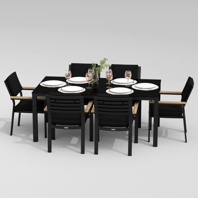 Обеденная группа IDEAL PATIO Обеденная группа CANA  BONTA  каркас карбон / стол стекло 180 / ткань черная арт. CAN.2011618