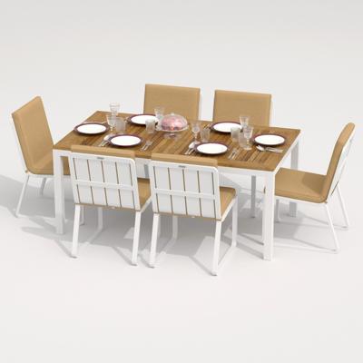 Обеденная группа IDEAL PATIO Обеденная группа TELLA  GIRA  каркас белый / стол тик 180 / ткань бежевая арт. TLL.2023218