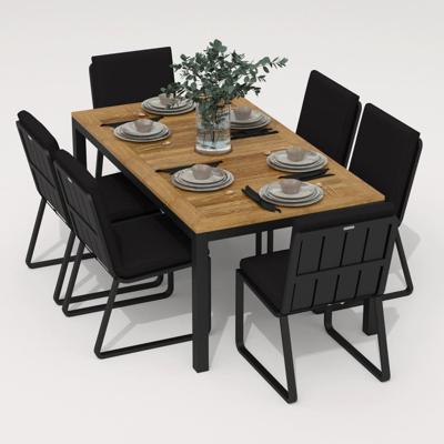 Обеденная группа IDEAL PATIO Обеденная группа TELLA GIRA  каркас карбон / стол тик 180 / ткань черная арт. TLL.2013618