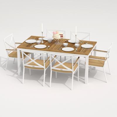 Обеденная группа IDEAL PATIO Обеденная группа TELLA  FESTA  каркас белый / стол тик 180 / ткань бежевая арт. TLL.2024218