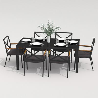 Обеденная группа IDEAL PATIO Обеденная группа CANA  FESTA  каркас карбон / стол стекло 180 / ткань антрацит арт. CAN.2014518