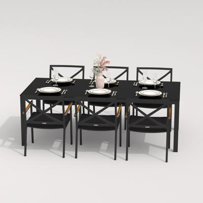 Обеденная группа IDEAL PATIO Обеденная группа CANA FESTA  каркас карбон / стол стекло 220 / ткань черная арт. CAN.2014622