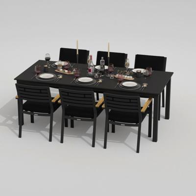 Обеденная группа IDEAL PATIO Обеденная группа DOLLA BONTA каркас карбон / стол алюминий 220 / ткань черная арт. DLL.2011622