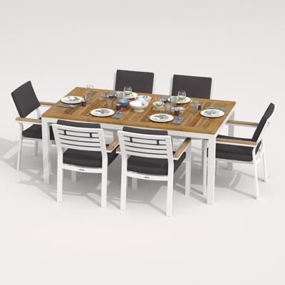 Обеденная группа IDEAL PATIO Обеденная группа TELLA  BONTA  каркас белый / стол тик 180 / ткань антрацит арт. TLL.2021518