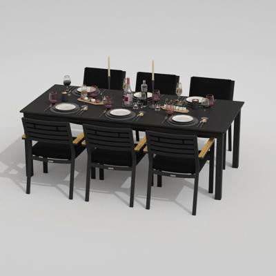 Обеденная группа IDEAL PATIO Обеденная группа ДОЛЛА БОНТА каркас карбон / стол алюминий 220 / ткань черная арт. DLL.2011622