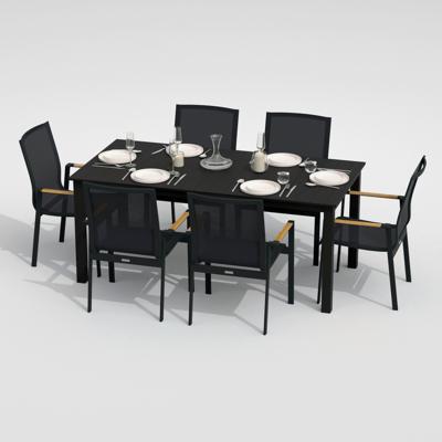 Обеденная группа IDEAL PATIO Обеденная группа ДОЛЛА СОЛА каркас карбон / стол алюминий 180 / текстилен серый арт. DLL.2016918