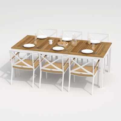 Обеденная группа IDEAL PATIO Обеденная группа ТЕЛЛА ФЕСТА каркас белый / стол тик 220 / ткань бежевая арт. TLL.2024222