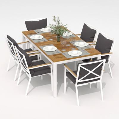 Обеденная группа IDEAL PATIO Обеденная группа  ТЕЛЛА ФЕСТА плюс каркас белый / стол тик 180 / ткань антрацит арт. TLL.2025518