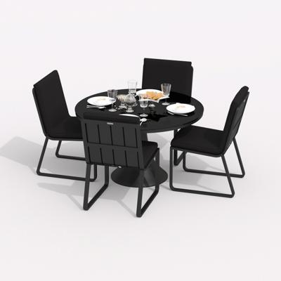 Обеденная группа IDEAL PATIO Обеденная группа ДИВА ГИРА  каркас карбон / стол стекло диа 110 / ткань черная арт. DVA.2013611