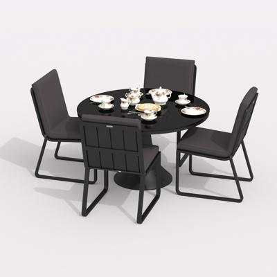 Обеденная группа IDEAL PATIO Обеденная группа ДИВА ГИРА  каркас карбон / стол стекло диа 110 / ткань антрацит арт. DVA.2013511