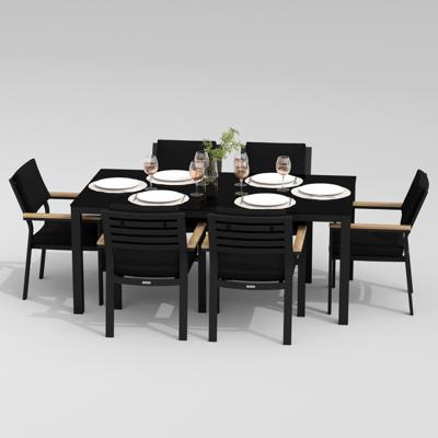 Обеденная группа IDEAL PATIO Обеденная группа КАНА  БОНТА  каркас карбон / стол стекло 180 / ткань черная арт. CAN.2011618