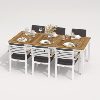 Обеденная группа IDEAL PATIO Обеденная группа ТЕЛЛА  БОНТА  каркас белый / стол тик 200 / ткань антрацит арт. TLL.2021520