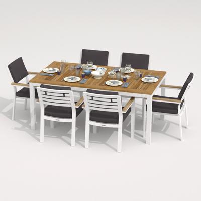 Обеденная группа IDEAL PATIO Обеденная группа ТЕЛЛА  БОНТА  каркас белый / стол тик 180 / ткань антрацит арт. TLL.2021518