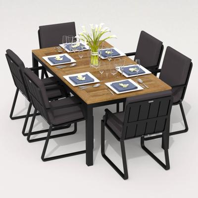 Обеденная группа IDEAL PATIO Обеденная группа ТЕЛЛА  АЛЬБА  каркас карбон / стол тик 180 / ткань антрацит арт. TLL.2012518