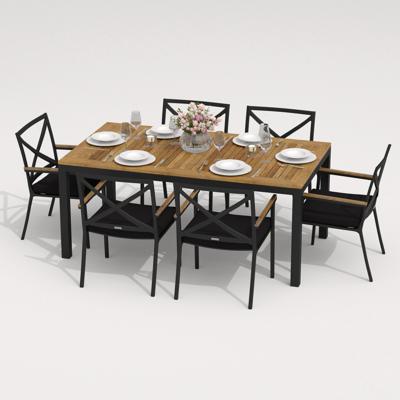 Обеденная группа IDEAL PATIO Обеденная группа ТЕЛЛА  ФЕСТА  каркас карбон / стол тик 180 / ткань черная арт. TLL.2014618