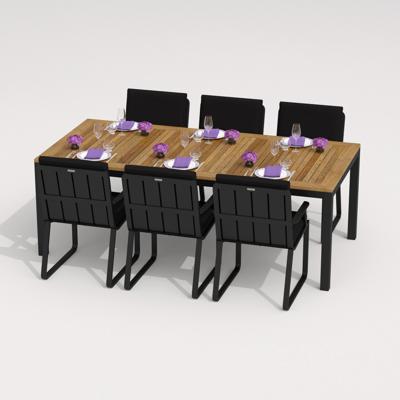 Обеденная группа IDEAL PATIO Обеденная группа ТЕЛЛА  АЛЬБА  каркас карбон / стол тик 220 / ткань черная арт. TLL.2012622
