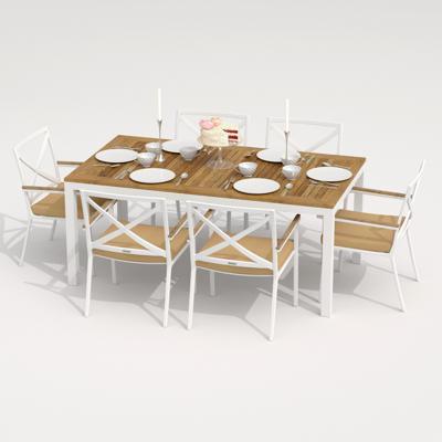 Обеденная группа IDEAL PATIO Обеденная группа ТЕЛЛА  ФЕСТА  каркас белый / стол тик 180 / ткань бежевая арт. TLL.2024218