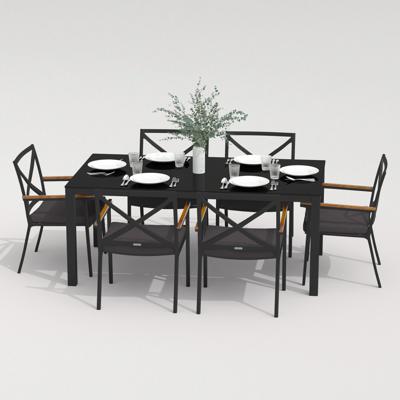 Обеденная группа IDEAL PATIO Обеденная группа КАНА  ФЕСТА  каркас карбон / стол стекло 180 / ткань антрацит арт. CAN.2014518