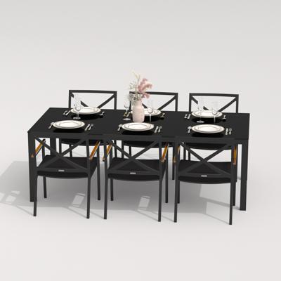 Обеденная группа IDEAL PATIO Обеденная группа КАНА  ФЕСТА  каркас карбон / стол стекло 200 / ткань черная арт. CAN.2014620