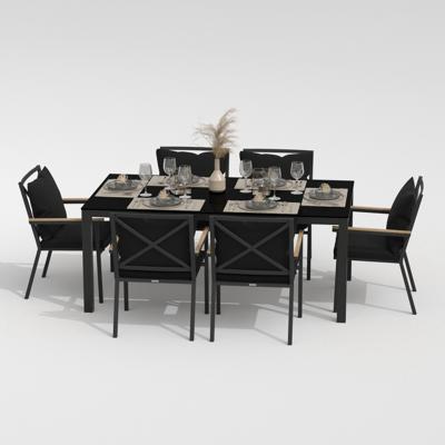 Обеденная группа IDEAL PATIO Обеденная группа  КАНА ФЕСТА плюс каркас карбон / стол стекло 180 / ткань черная арт. CAN.2015618