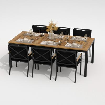 Обеденная группа IDEAL PATIO Обеденная группа  ТЕЛЛА ФЕСТА плюс каркас карбон / стол тик 200 / ткань черная арт. TLL.2015620