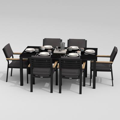 Обеденная группа IDEAL PATIO Обеденная группа КАНА  БОНТА  каркас карбон / стол стекло 180 / ткань антрацит арт. CAN.2011518