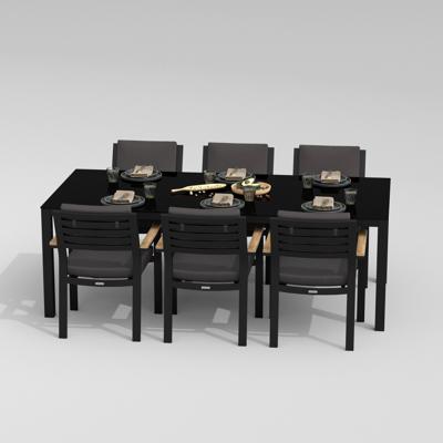 Обеденная группа IDEAL PATIO Обеденная группа КАНА  БОНТА  каркас карбон / стол стекло 220 / ткань антрацит арт. CAN.2011522