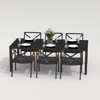 Обеденная группа IDEAL PATIO Обеденная группа КАНА ФЕСТА  каркас карбон / стол стекло 220 / ткань антрацит арт. CAN.2014522