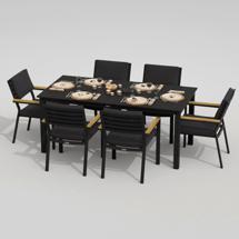 Обеденная группа IDEAL PATIO Обеденная группа DOLLA BONTA каркас карбон / стол алюминий 180 / ткань антрацит арт. DLL.2011518