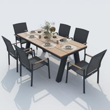 Обеденная группа IDEAL PATIO Обеденная группа MIRRA SOLA каркас карбон / стол поливуд 180 / текстилен серый арт. MRR.2016918
