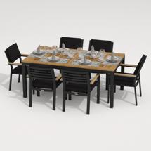 Обеденная группа IDEAL PATIO Обеденная группа TELLA  BONTA каркас карбон / стол тик 180 / ткань черная арт. TLL.2011618