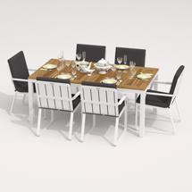 Обеденная группа IDEAL PATIO Обеденная группа TELLA  ALBA  каркас белый / стол тик 180 / ткань антрацит арт. TLL.2022518